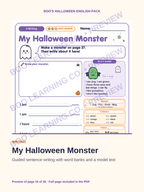 Preview: Halloween English writing activity printable for beginner learners